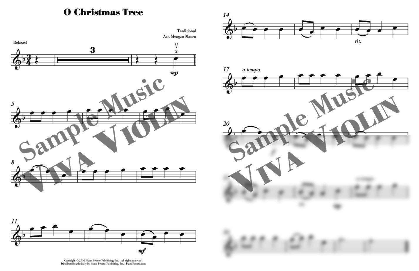 O Christmas Tree - Easy Violin Solo | Sheet Music | Piano Pronto Publishing